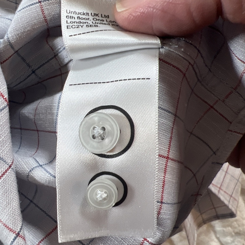 UNTUCKit Shirt Mens Medium Gray Window Pane Button Down Long Sleeve - Picture 9 of 9